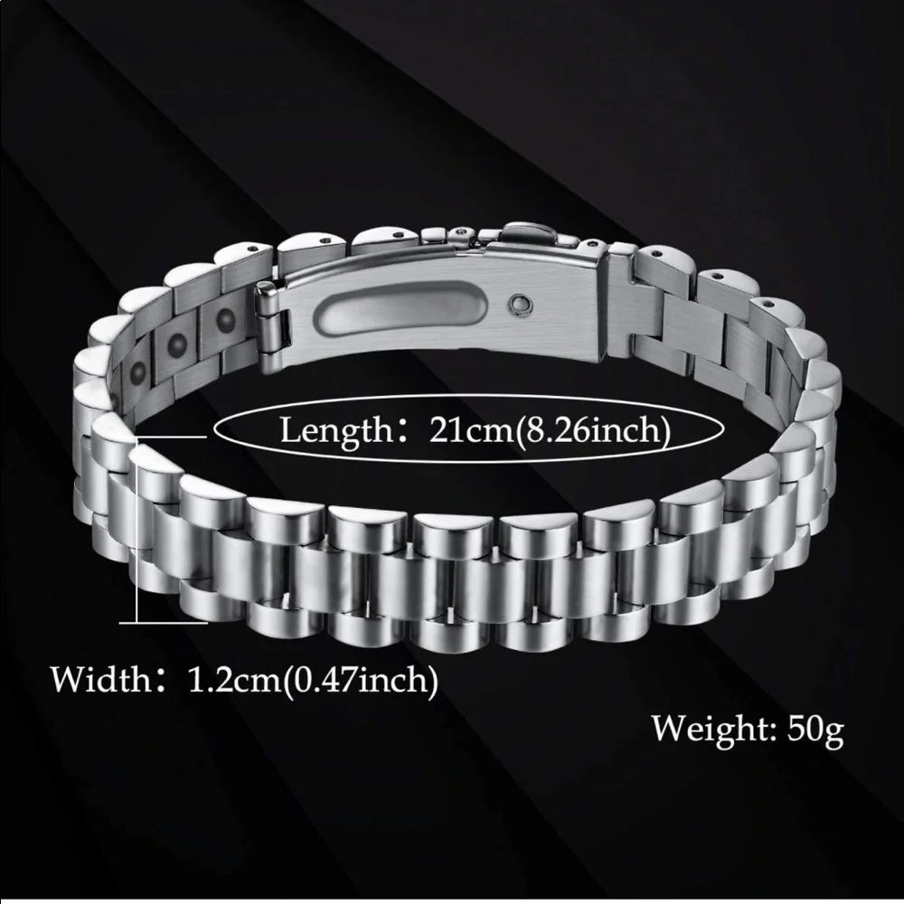 Mens Silver Titanium Magnetic Therapy Bracelet (Brand New) - Picture 4 of 5